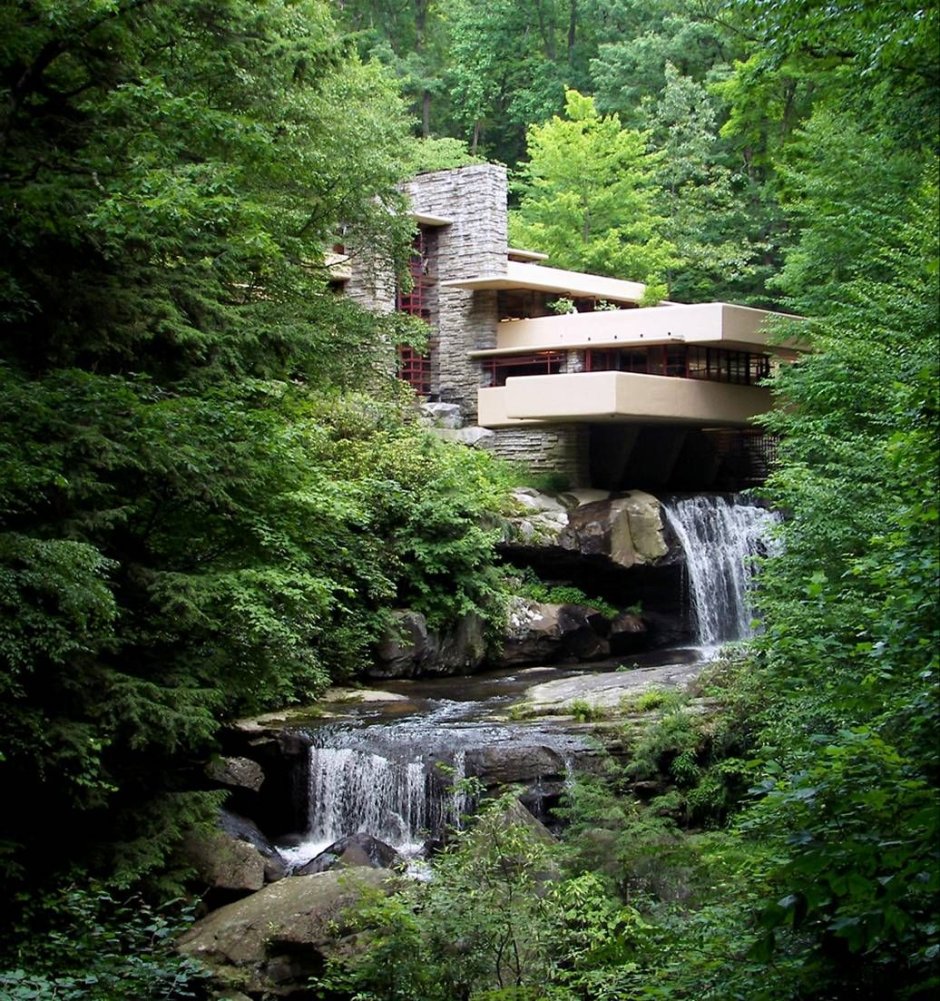 «Дом над водопадом» (Архитектор ф. л. Райт, 1935).