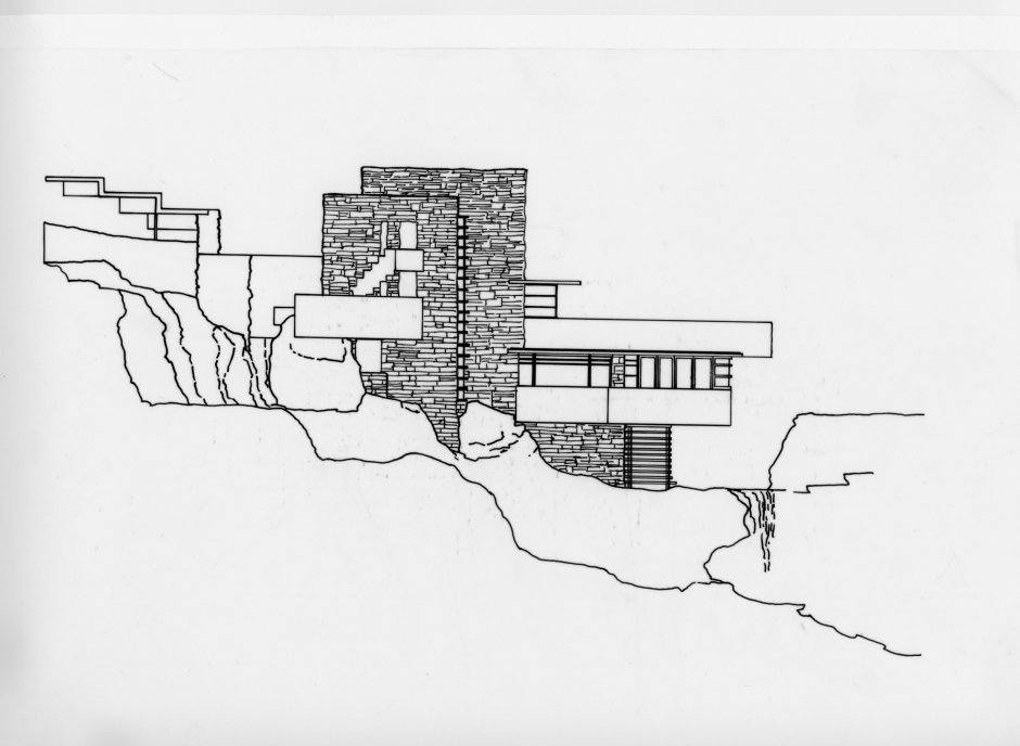 План дома над водопадом Райт
