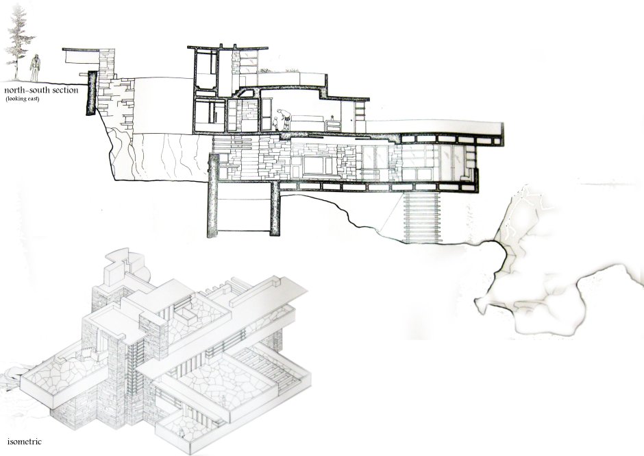 Дом над водопадом Фрэнк Ллойд Райт планы