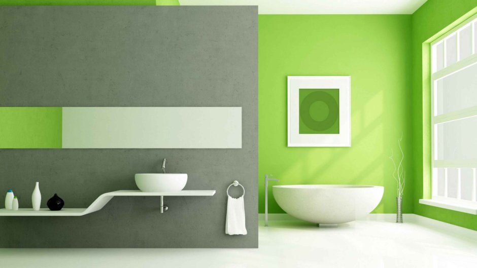 Зеленая краска для ванной комнаты цвета