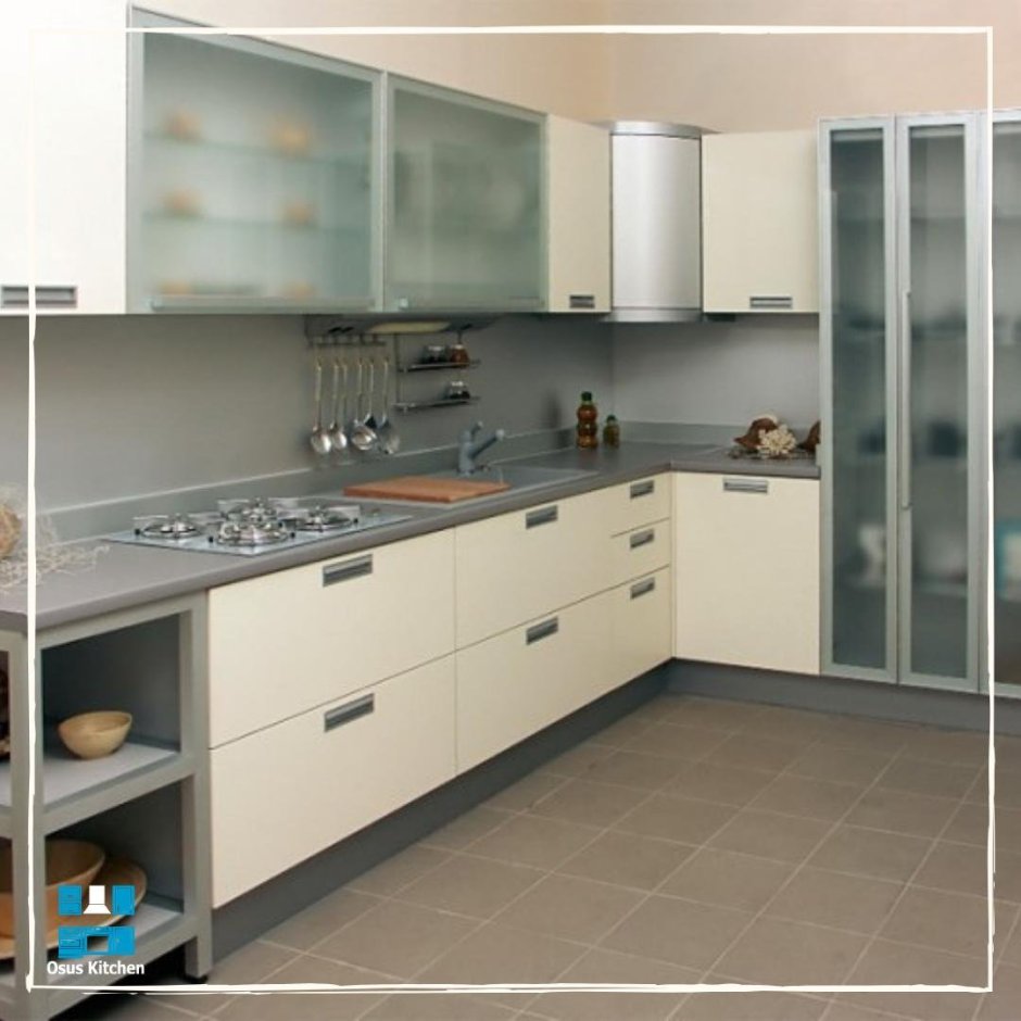 Кухня с матовым стеклом