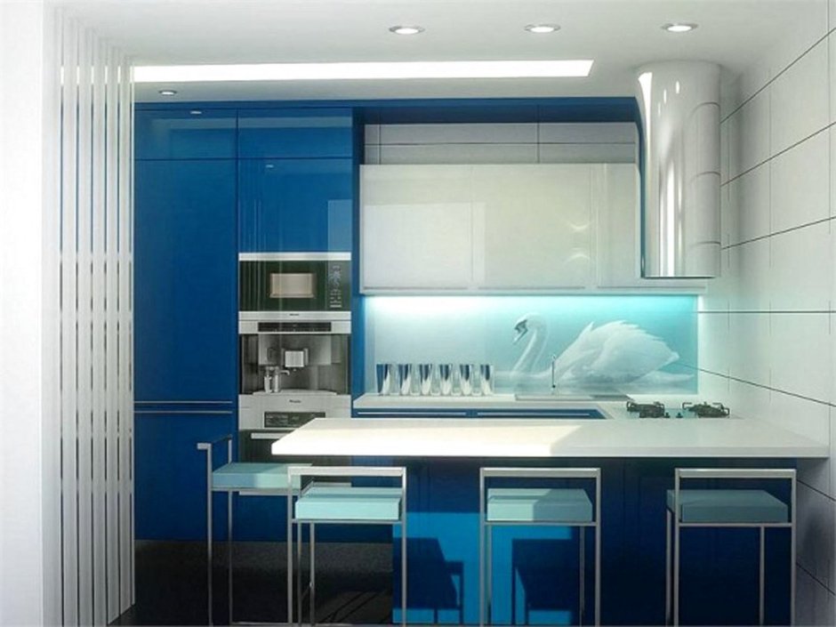 Кухня с черным стеклом