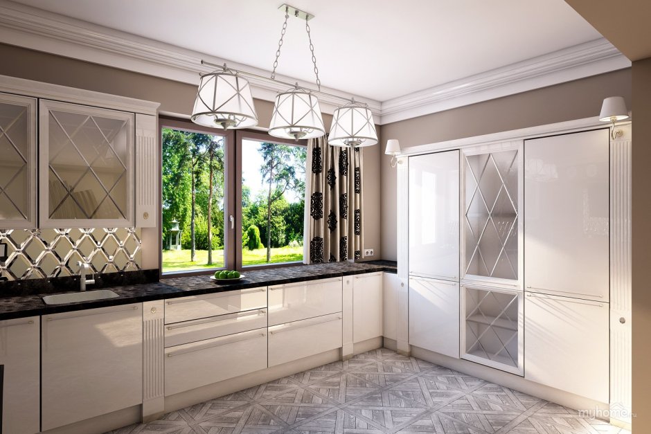 Кухонный гарнитур со стеклом