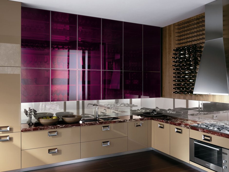 Кухонный гарнитур со стеклянными фасадами