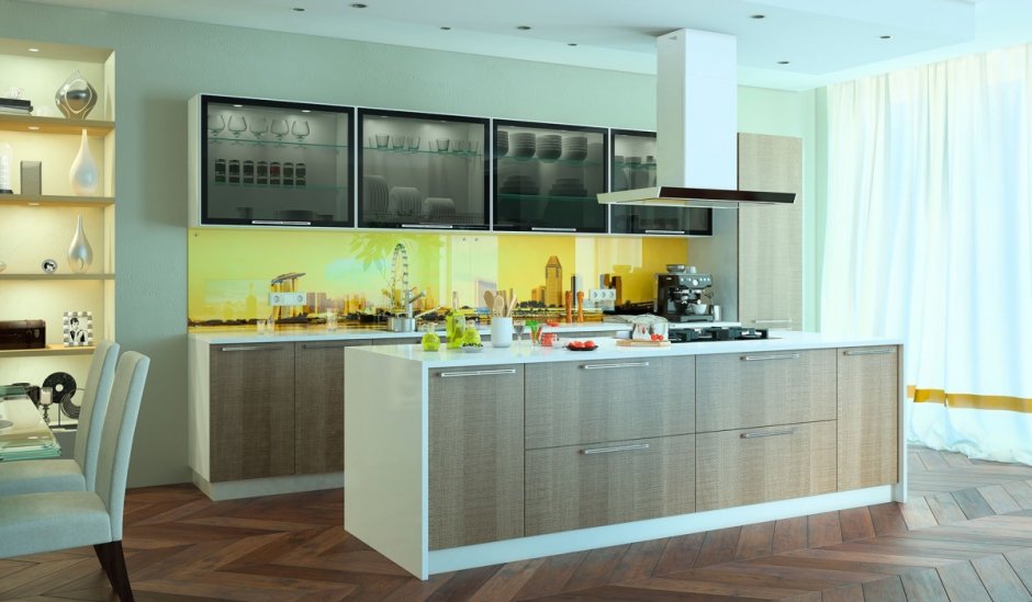 Кухонная дверка с витражными дверками