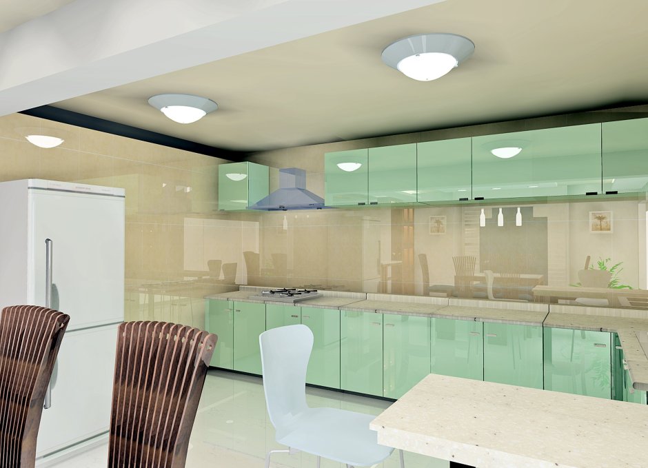 Кухня со стеклянными фасадами