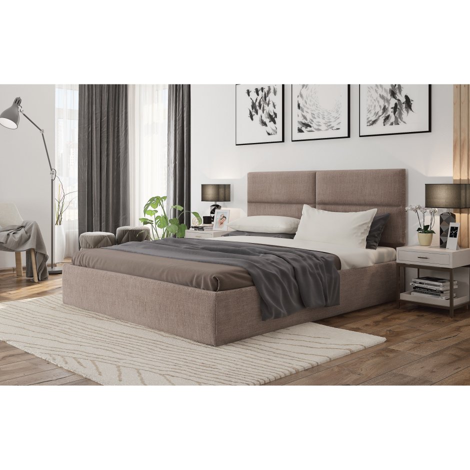 Кровать Сити 1600*2000, ткань Latte (бежевая)