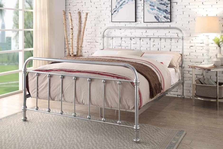 Кровать металлическая в скандинавском стиле