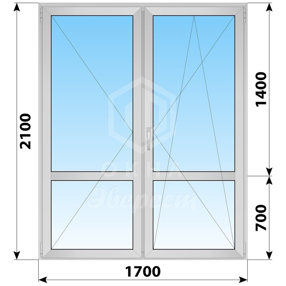 Окно четырехстворчатое 2000