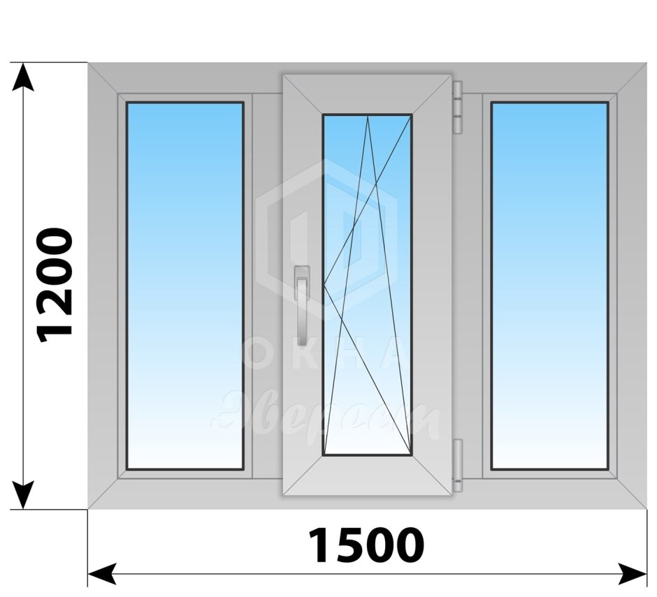 Окна ПВХ высота 2000 трехстворчатые