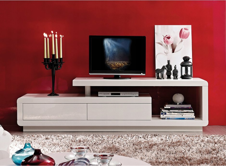 Тумба под телевизор 60*200*45см белая GD-tv004