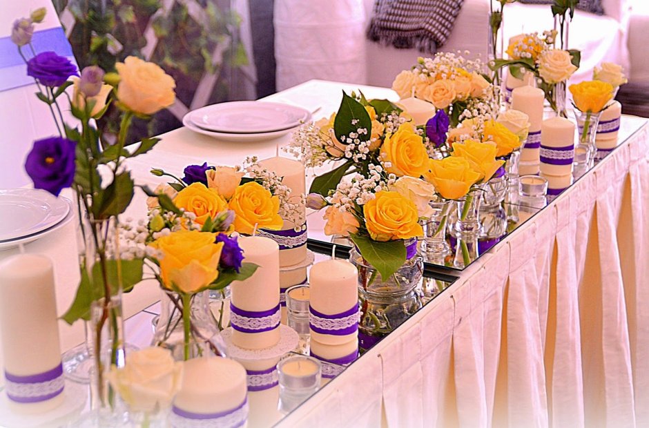 Цветы для украшения стола на свадьбу