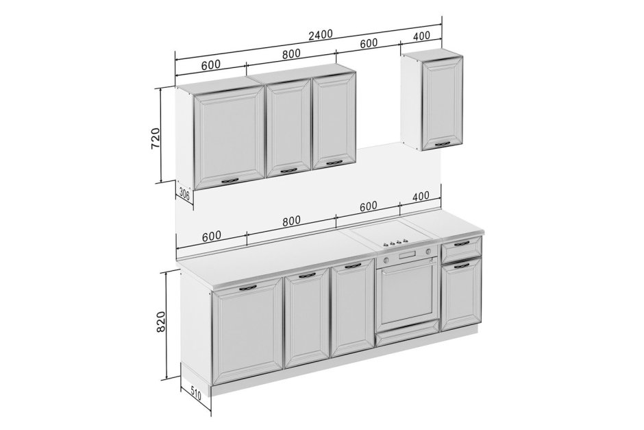 Проекты кухонных гарнитуров с размерами