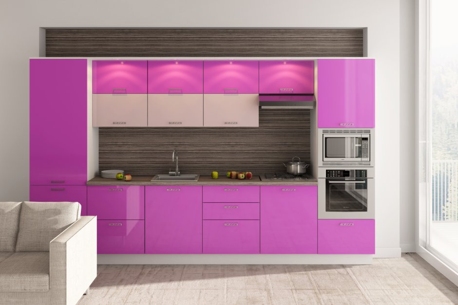Розовые кухонные гарнитуры