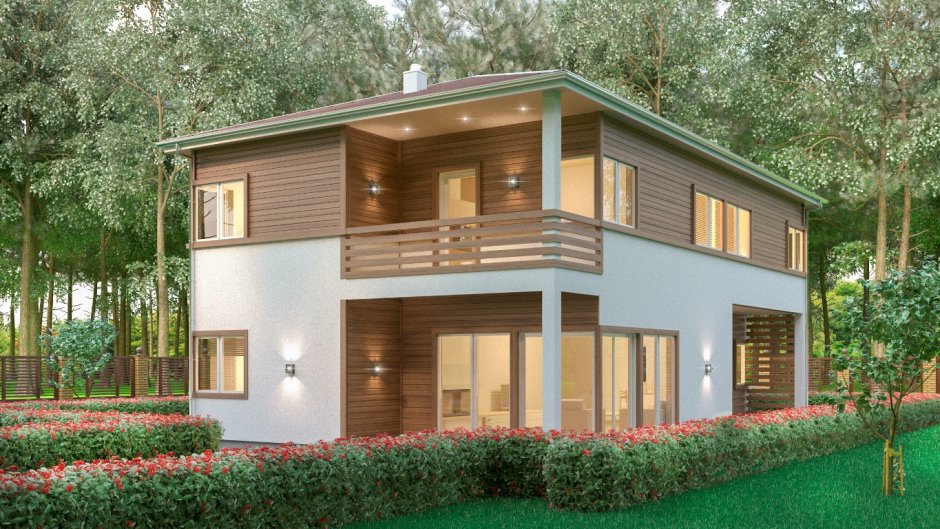 Двухэтажный каркасный дом