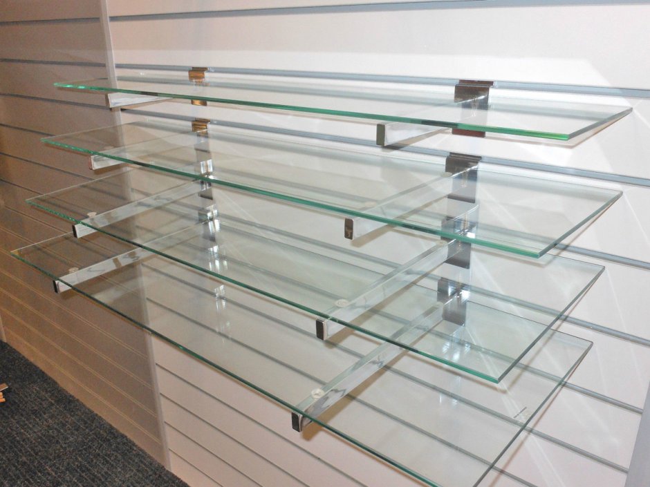 Стеклянная полка на стену