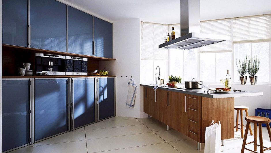 Кухня с раздвижными дверцами