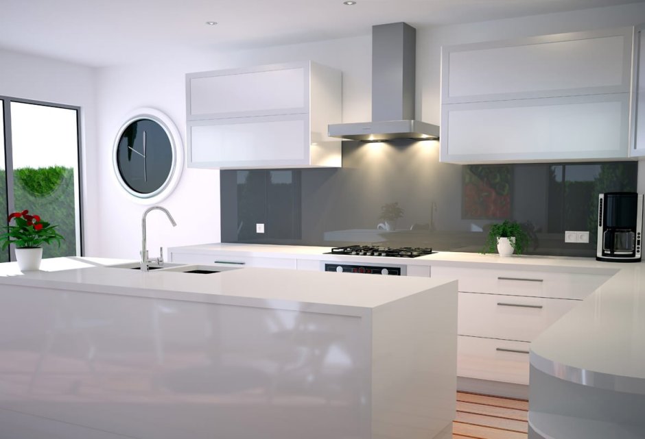 Белый стеклянный фартук