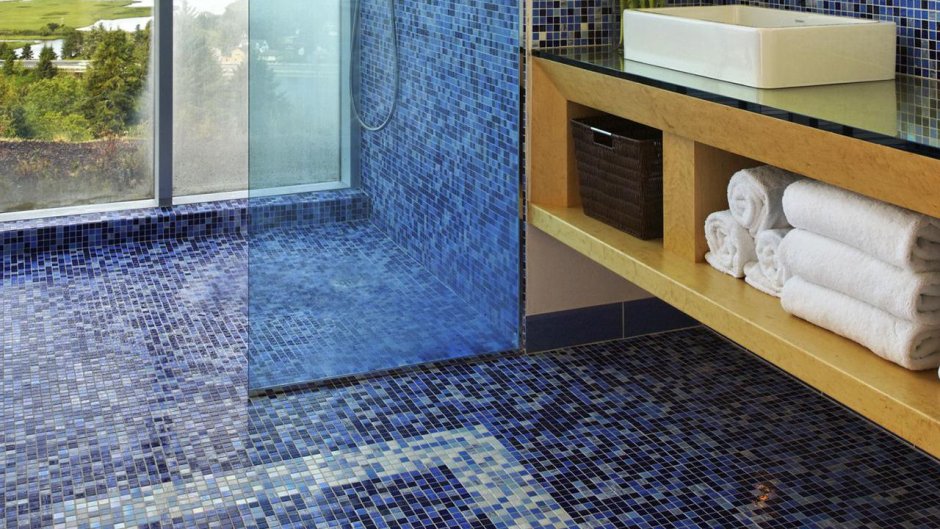 Плитка мозаика на пол в ванной