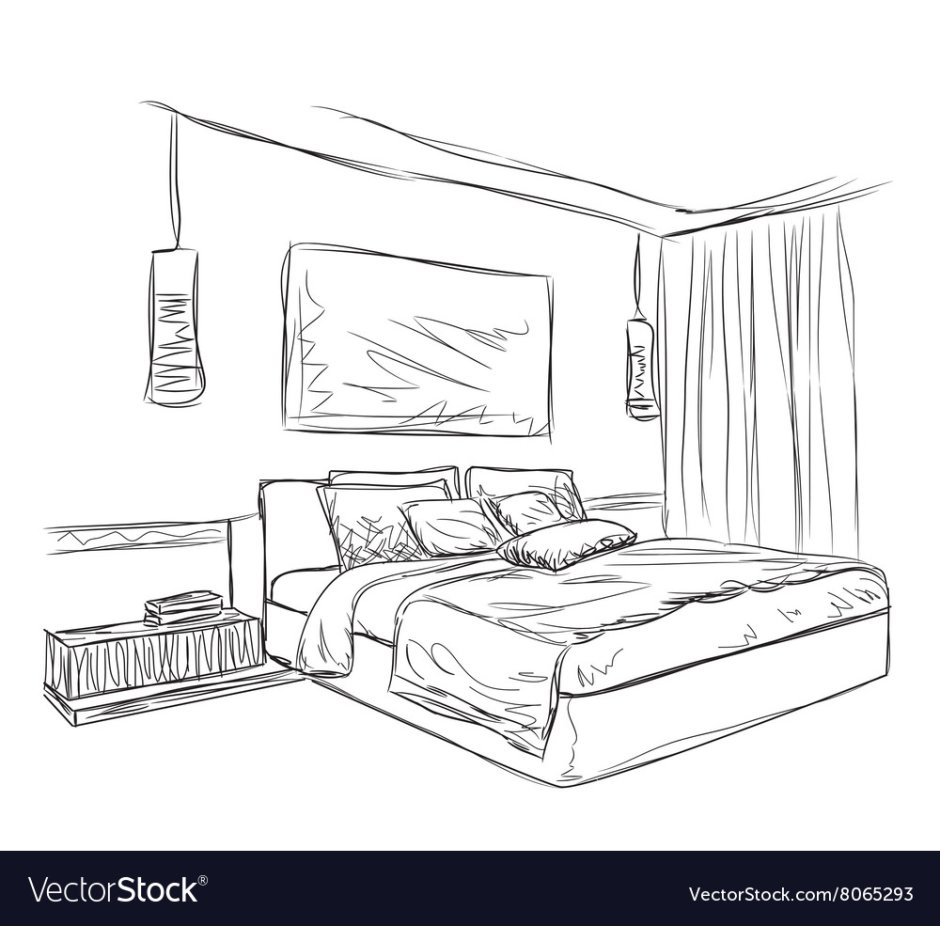Раскраска спальня современная