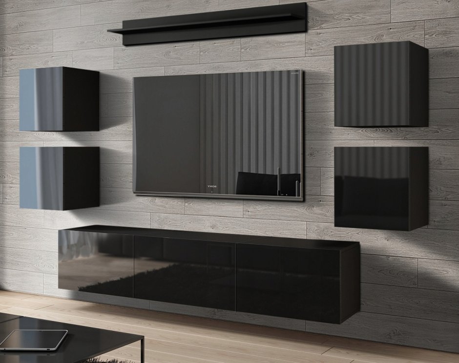 Стенка Shift Black/White глянец