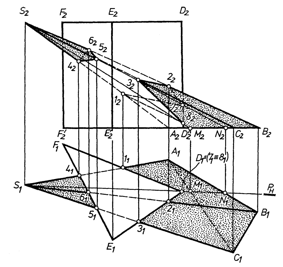 Угловая перспектива интерьера Начертательная геометрия