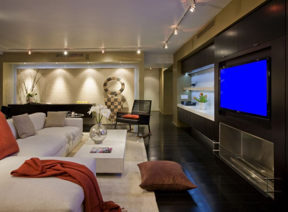 Apartment Interior with Lighting и телевизором