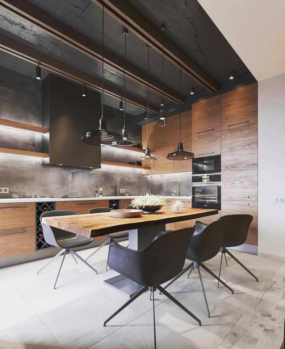 Кухня лофт металл дерево