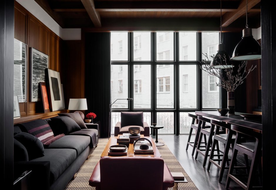 Интерьер лофт темный тон