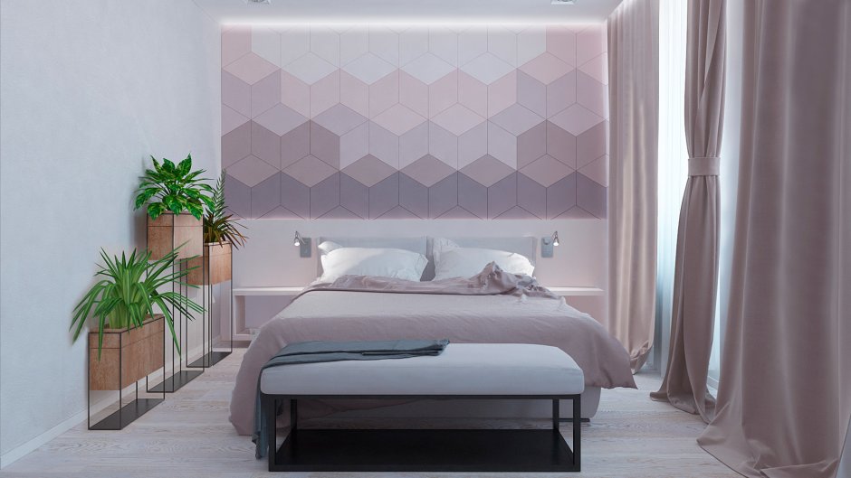 Обои в изголовье кровати