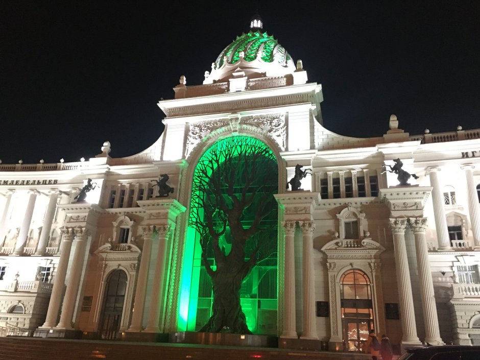 Дворец земледельцев Казань ночью