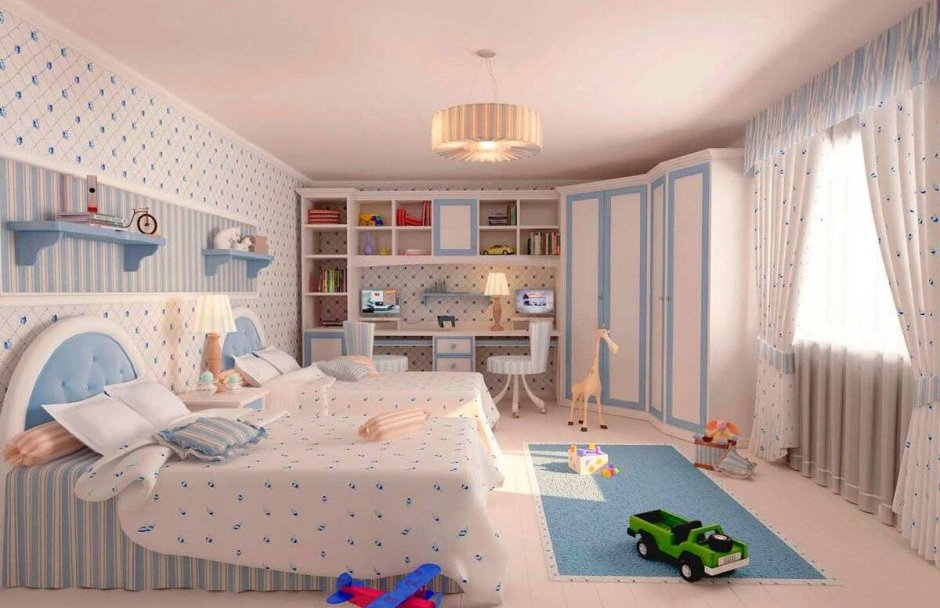 Спальня для мальчика синем стиле