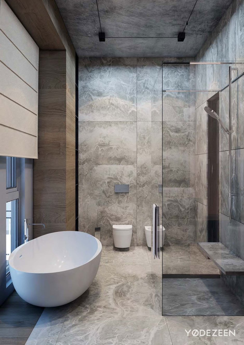 Серая ванная комната