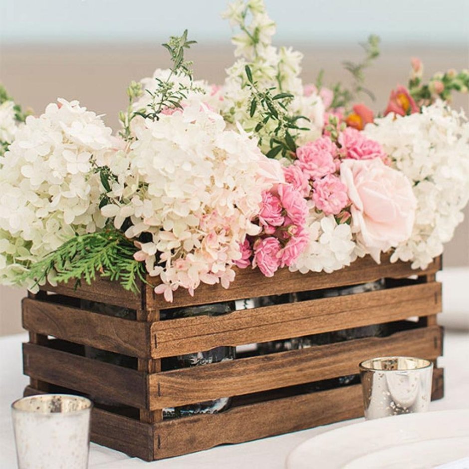 Ящик деревянный декоративный с цветами