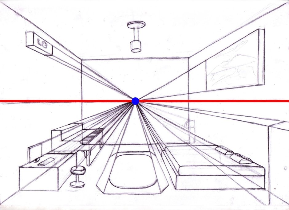 Перспектива интерьера Начертательная геометрия