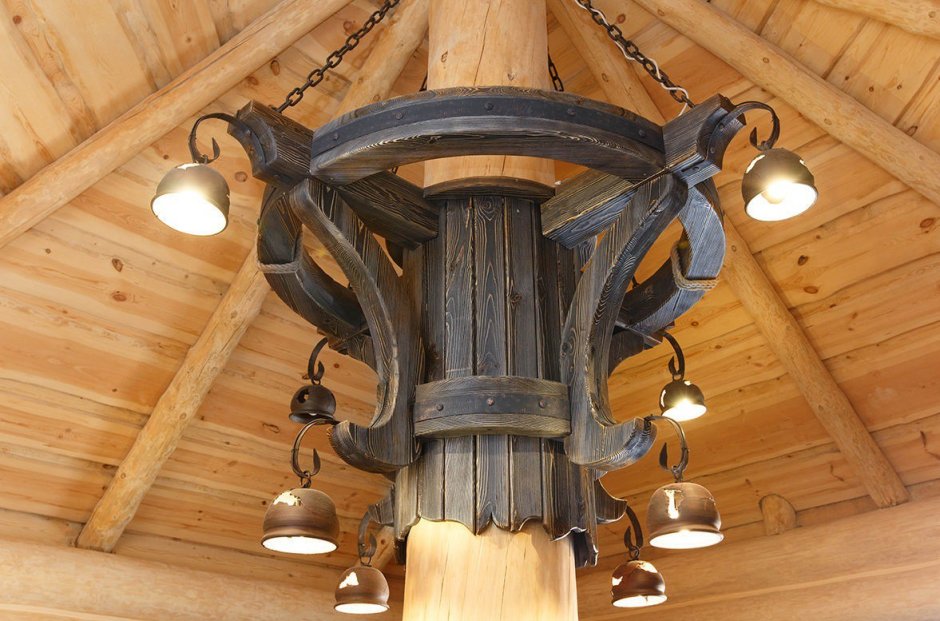 Люстры в стиле Кантри в деревянный дом