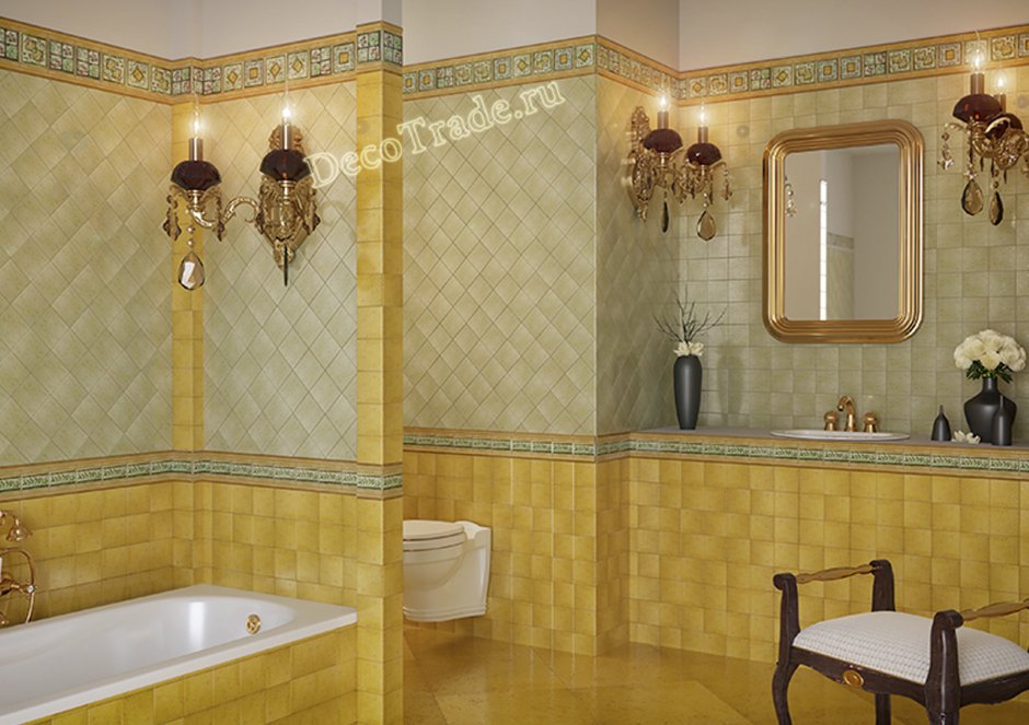 Плитка под золото для ванной комнаты
