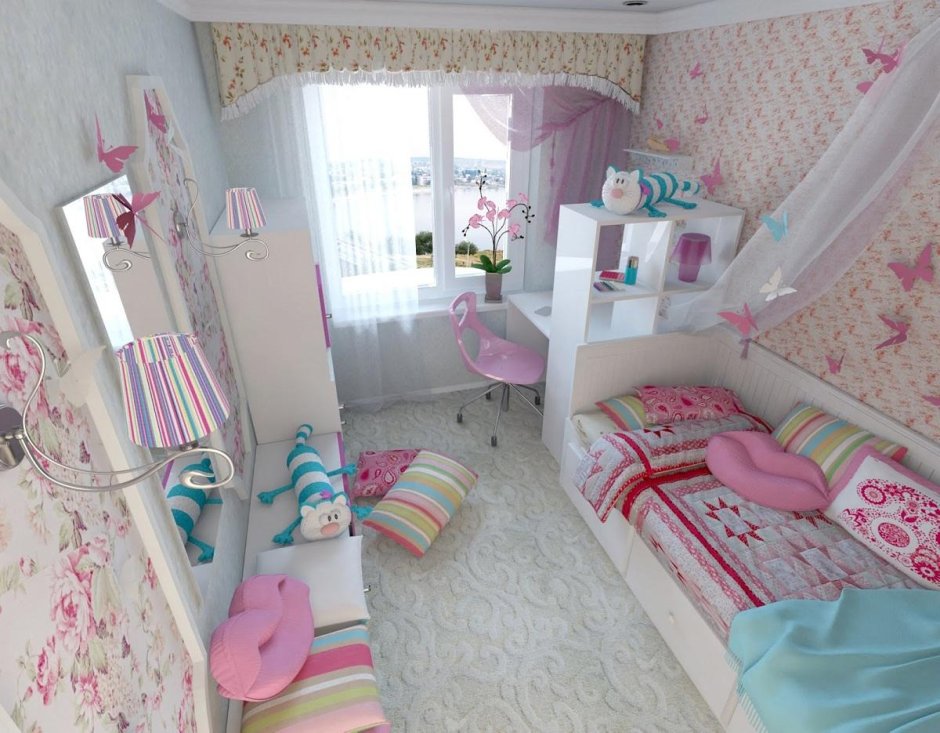 Комната для девочек с двумя кроватями