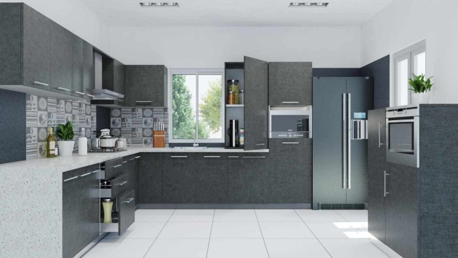 Серый кухонный гарнитур