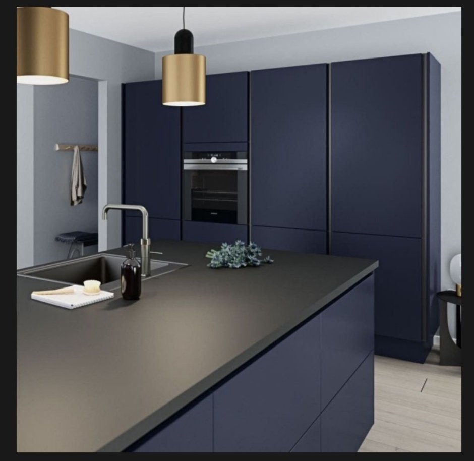 Кухня икеа черная матовая