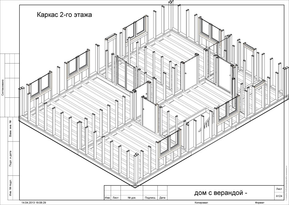 Каркас для 2х этажного дома схема