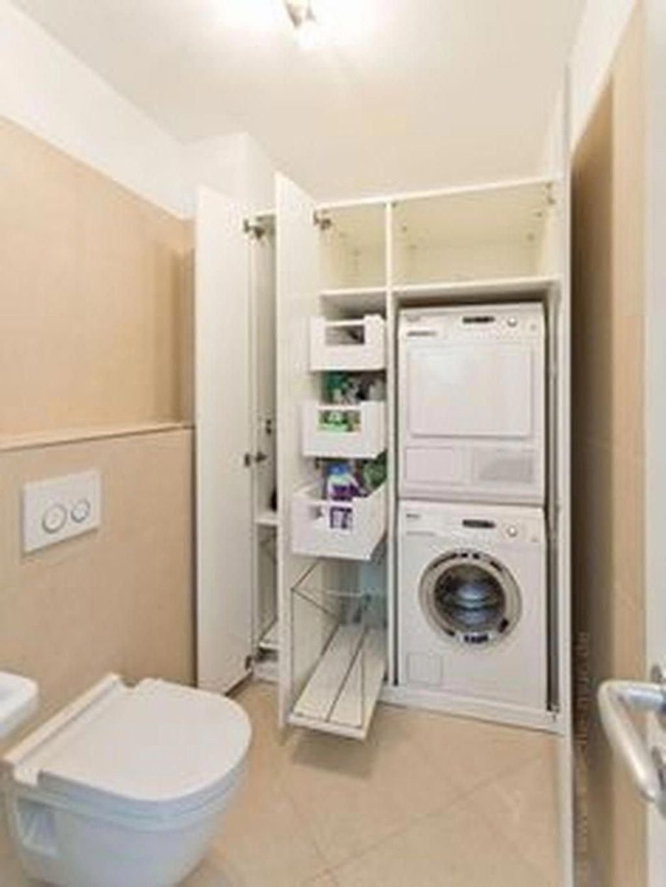 Встроенный шкаф для стиральной машины в ванной