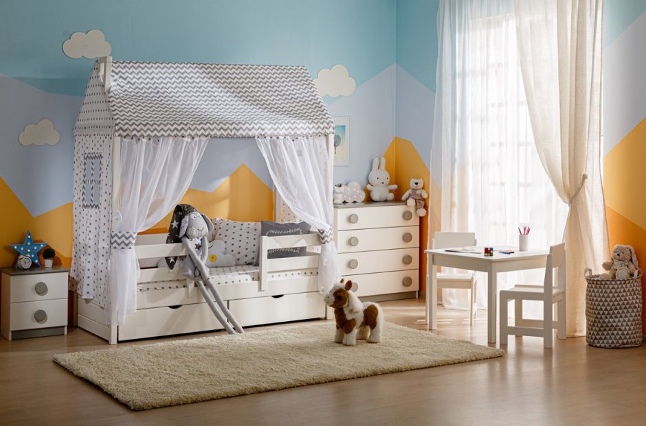 Кровать домик Миа 80х160 белая