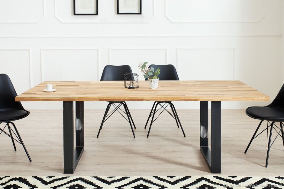Black long Square Marble Dining Table with 6 Chairs Set