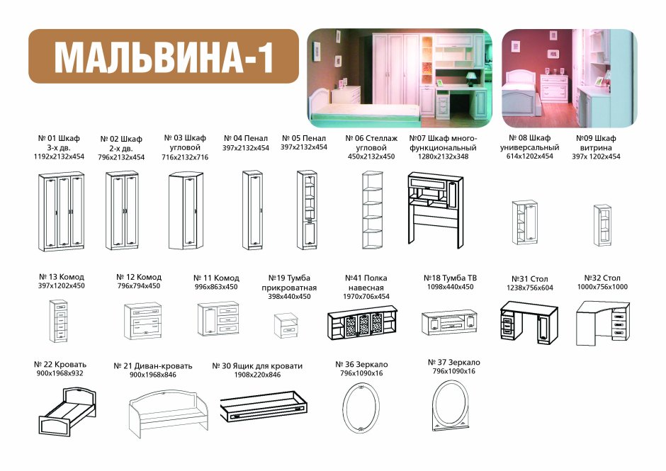 Кентавр 2000 мебель Мальвина