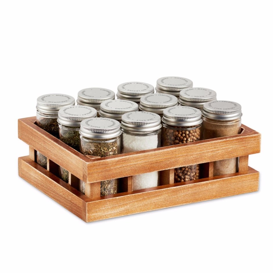 Unique wooden12-Jar Spice Rack Set and Jars