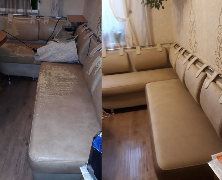 Перетянуть диван из кожзама