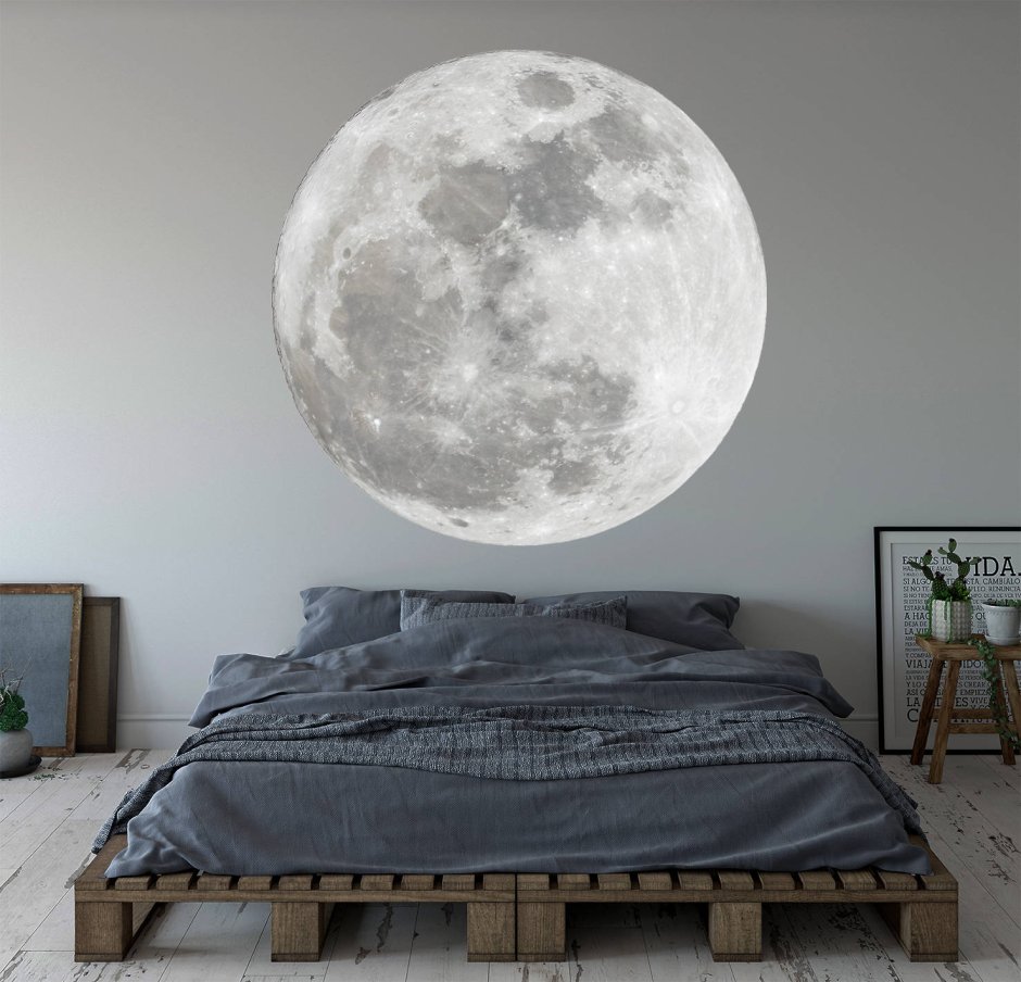 Луна на стене в интерьере