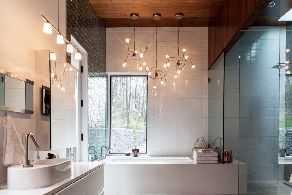 Подвесные светильники в ванной