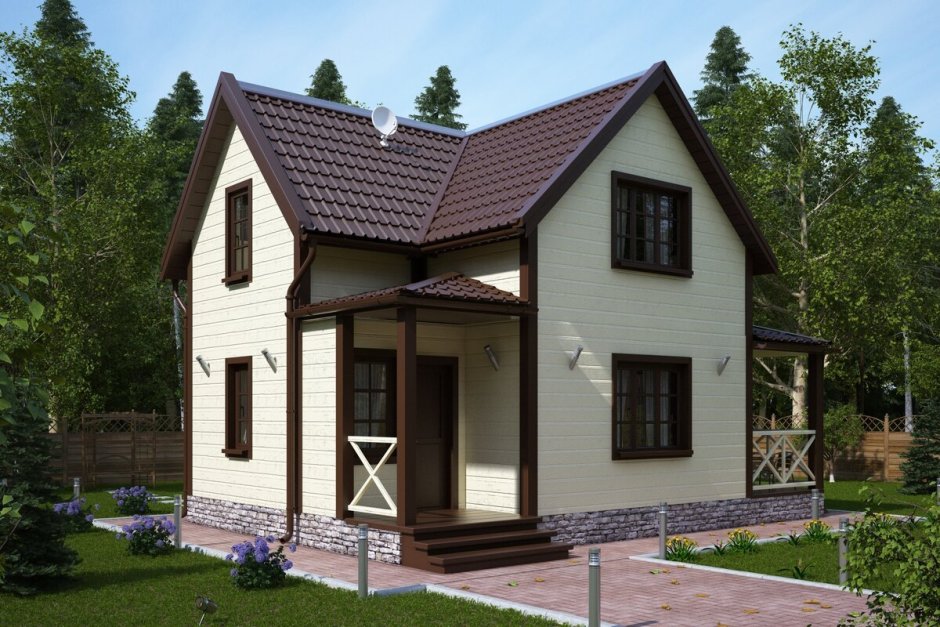 Дом с коричневой крышей